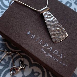 Retired SILPADA hammered silver tie shaped pendant necklace